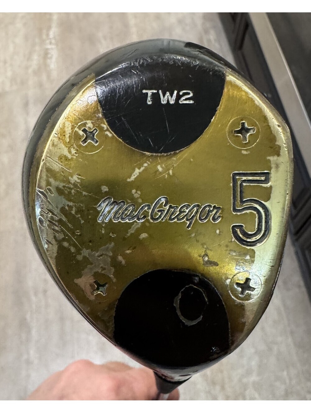 Vintage MacGregor TW2 5-Wood Tourney Golf Club Right Hand Steel Shaft Black Gold